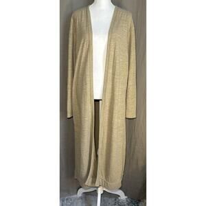Free People Beach Boho Long Tan Cardigan Open Front Duster Neutral Size Xsmall
